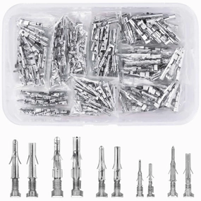 JRready ST6527 150Pairs Pins Terminal Kit 093" 062" Mini-Fit Jr. MLX Micro-Fit Car Automotive Terminals Electrical Pin Connectors 14-20AWG 18-24AWG 20-24AWG Single Pin Sockets Contact Standard Molex