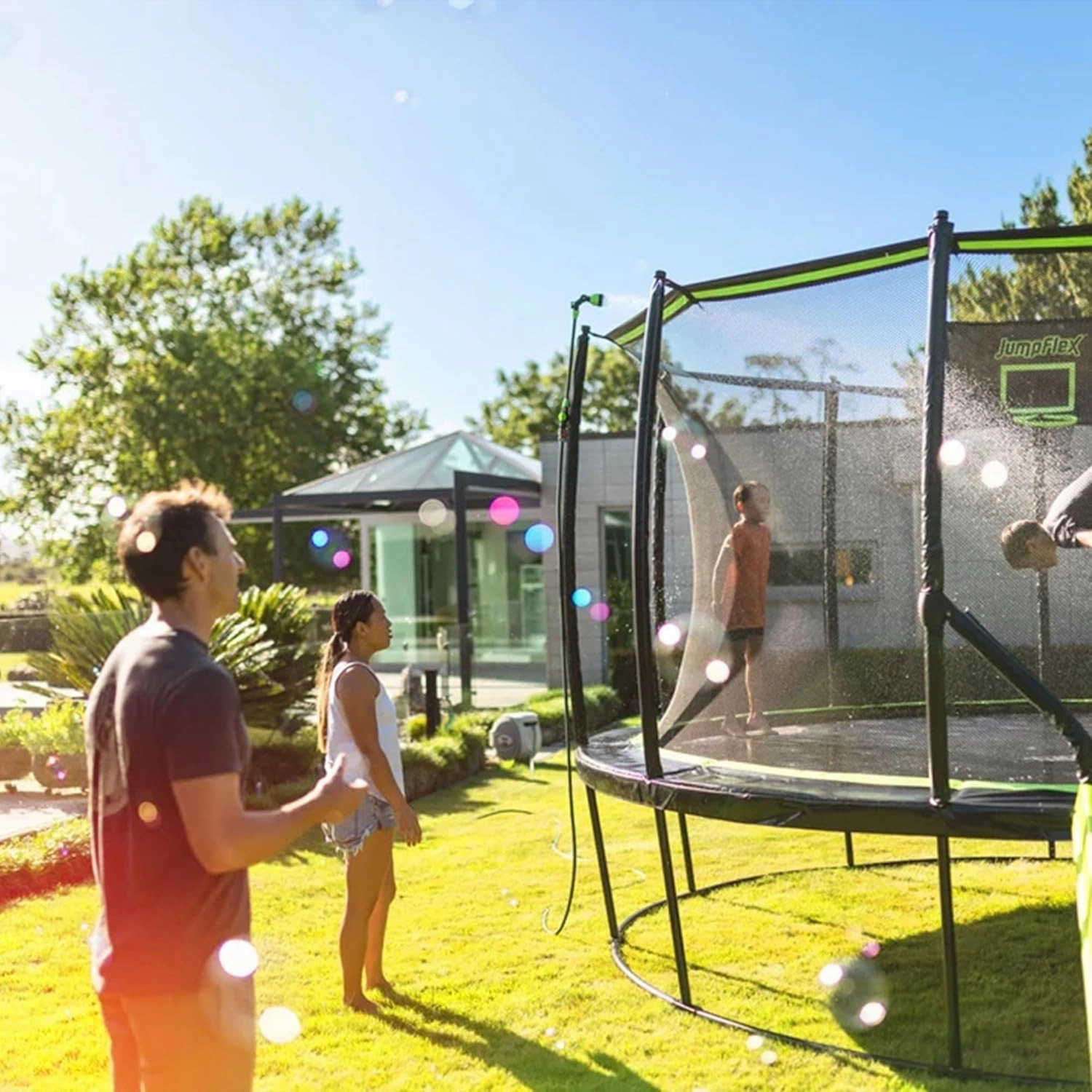 JumpFlex Trampoline with Basketball Hoop - Hero 12FT 14FT 15FT Round Outdoor Backyard Trampoline ASTM Approved with Net Safety Enclosure & Ladder Playset with Fast Assembly