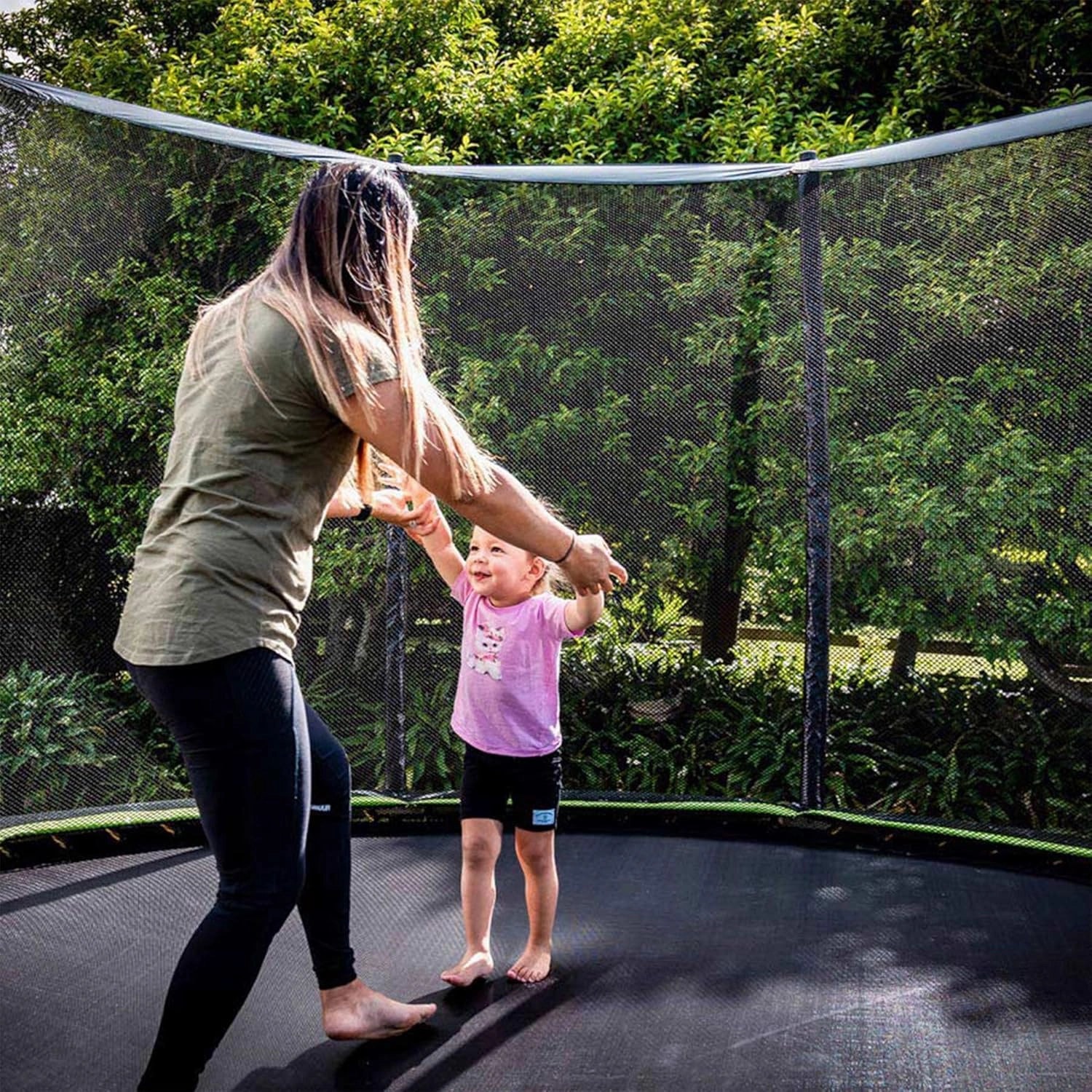 JumpFlex Trampoline with Basketball Hoop - Hero 12FT 14FT 15FT Round Outdoor Backyard Trampoline ASTM Approved with Net Safety Enclosure & Ladder Playset with Fast Assembly