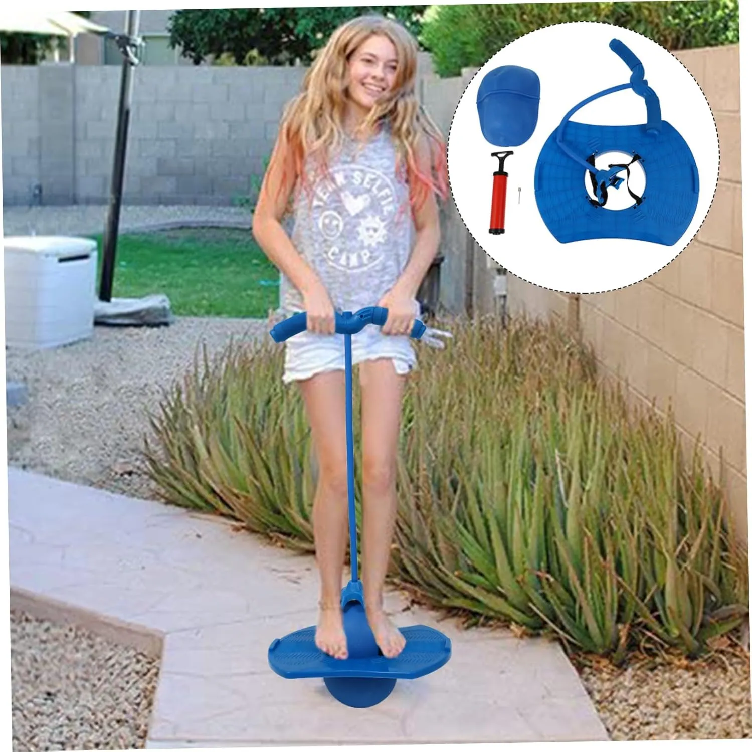 Jumping with Handle Rope for Outdoor Exercise Includes Air Pump Smooth Edges for Safe Random Color Pump