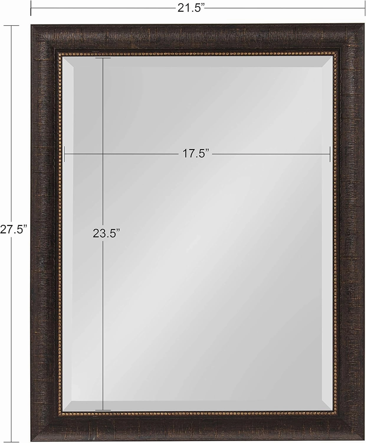 Kate and Laurel Aldridge Framed Decorative Rectangle Wall Mirror, 22 x 28, Bronze