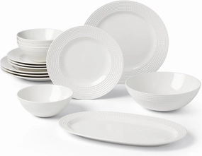 kate spade new york Wickford 14-Piece Dinnerware Set, 14 Count, White
