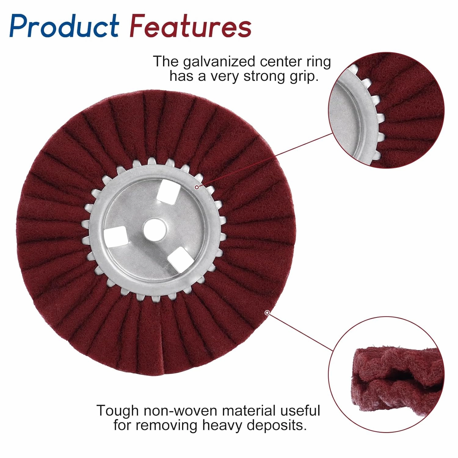 Ketofa 8'' Non-Woven Airway Buffing Wheel, 5/8'' Arbor Hole Aluminum Polishing Wheel for Angle Grinder, Coarse Polishing (2 pcs)
