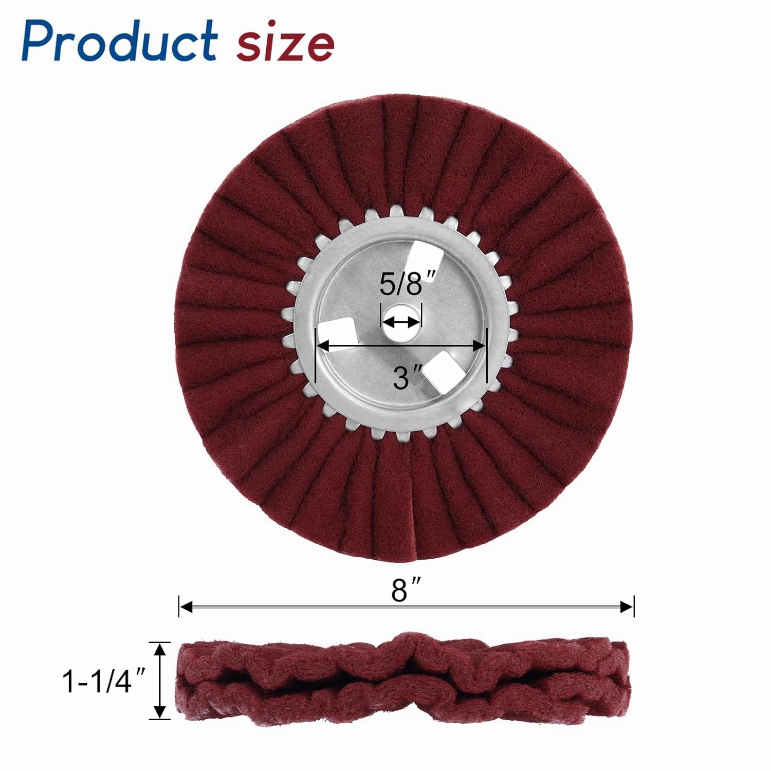 Ketofa 8'' Non-Woven Airway Buffing Wheel, 5/8'' Arbor Hole Aluminum Polishing Wheel for Angle Grinder, Coarse Polishing (2 pcs)