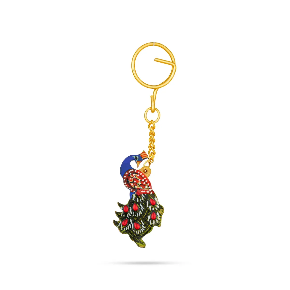 Key Chain | Peacock Design Key Chain/ Wooden Key Ring Holder for Car & Bike