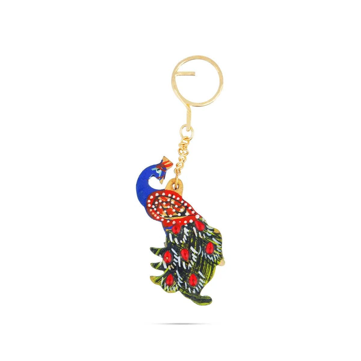 Key Chain | Peacock Design Key Chain/ Wooden Key Ring Holder for Car & Bike
