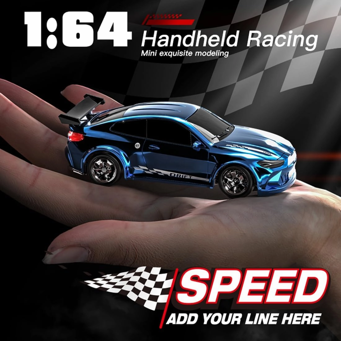 KF20 1:64 Scale Mini Drift RC Car with Full Proportional RTR 2.4GHZ Remote Control for Desktop Racing (Blue)