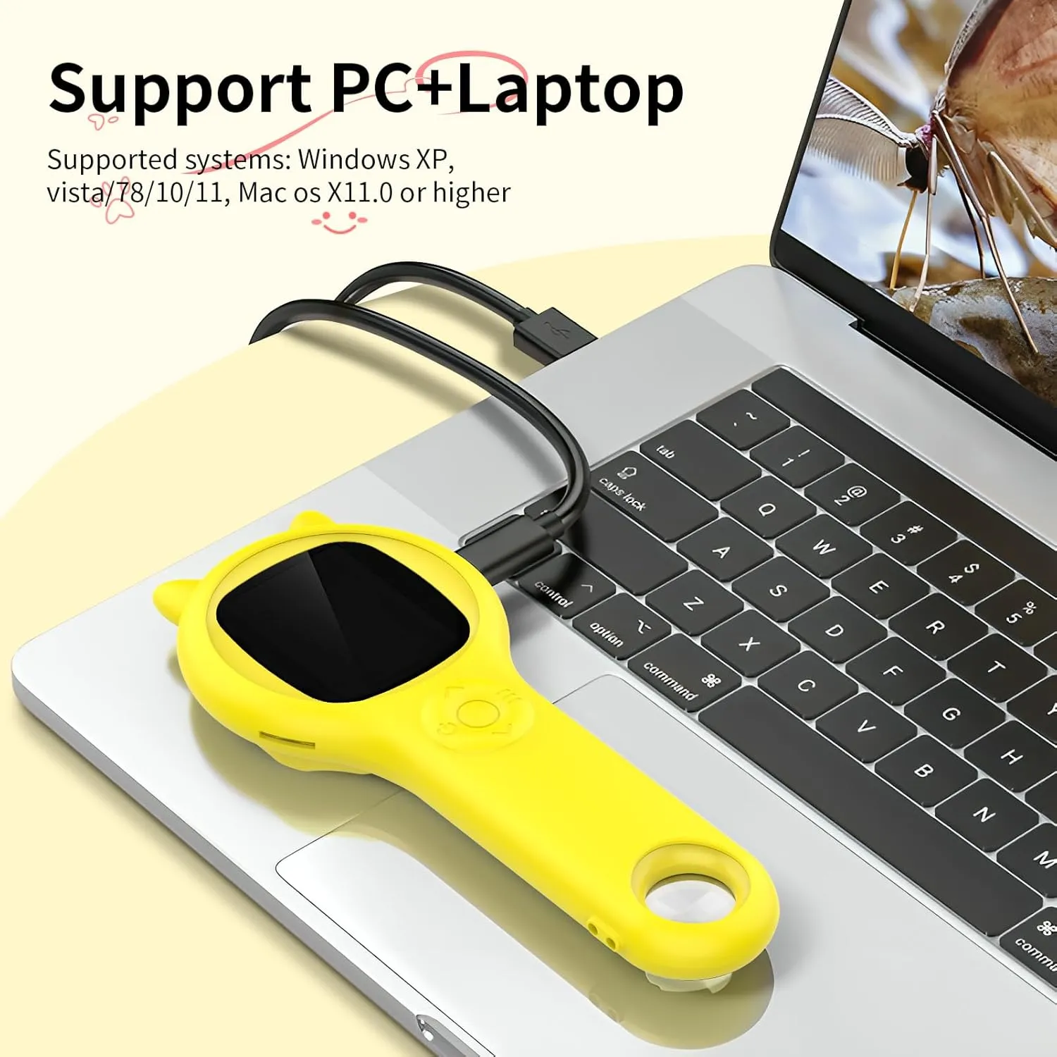Kids Magnifying Glass Educational Science Kit - Mini LED Pocket Microscope for Kids(3-10 Years) - Durable Design - Ideal Gift for Girls (Yellow)