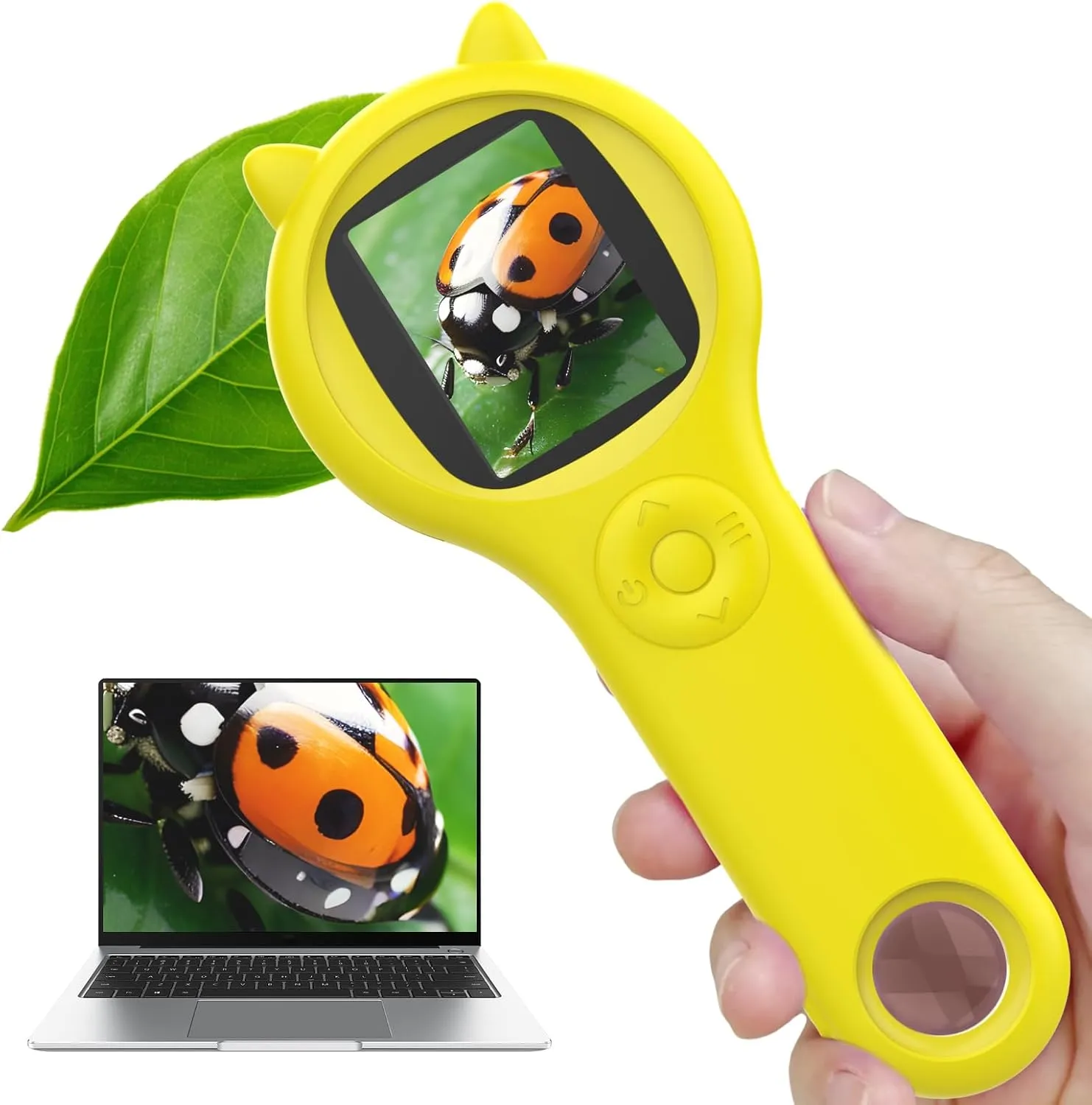 Kids Magnifying Glass Educational Science Kit - Mini LED Pocket Microscope for Kids(3-10 Years) - Durable Design - Ideal Gift for Girls (Yellow)
