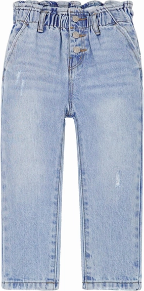 KIDSCOOL SPACE Baby Girls Jeans,Toddler Boy Elastic Waist with D-Ring Square-Shaped Pockets Straight Leg Denim Pants