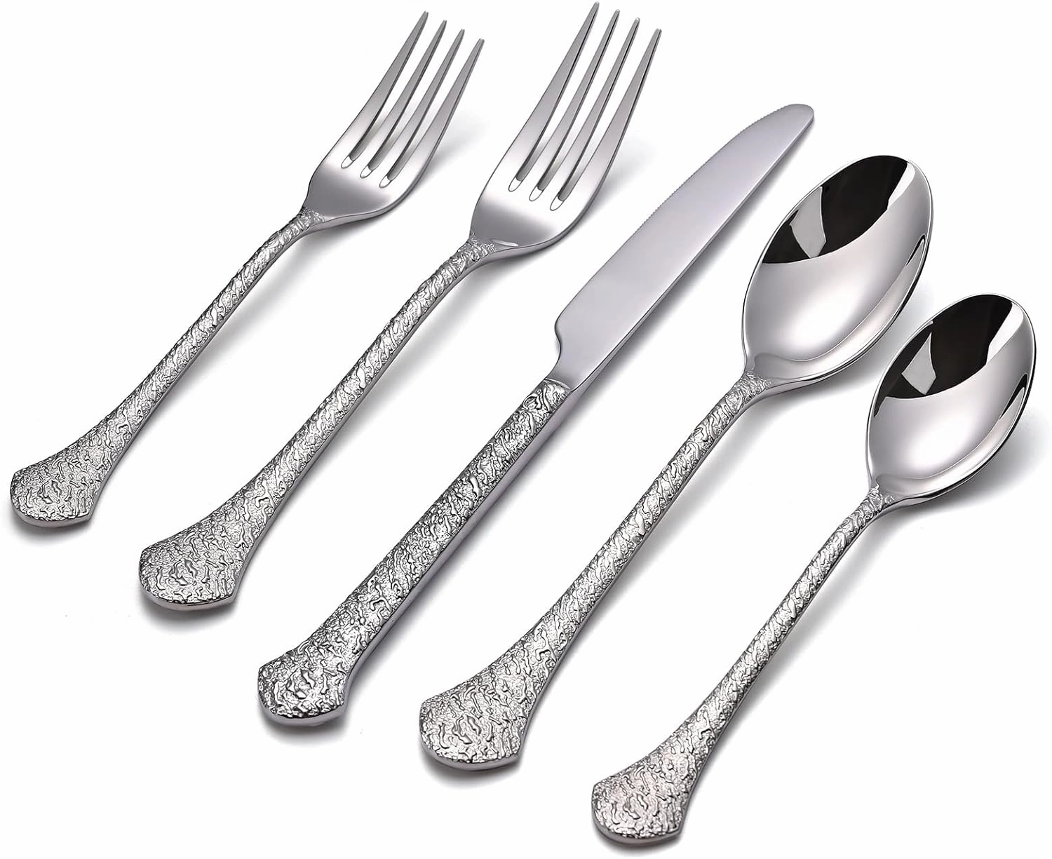 KINGSTONE Premium Silverware Sets, 18/10 Stainless Steel Flatware Set，30-Piece Cutlery with Tin Flow Handles, Dishwasher Safe (30-Piece)