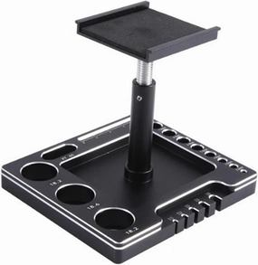 KingVal Metal RC Car Work Stand Repair Workstation Platform Compatible with TRX4M SCX24 FCX24 1/18 1/24 RC Mini Crawler Car (Black)
