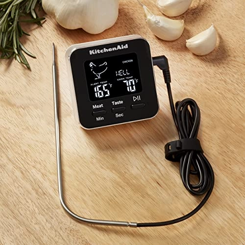 KitchenAid KQ906 Programmable Wired Probe Thermometer, TEMPERATURE RANGE: -40F to 482F/-40C to 250C, Black
