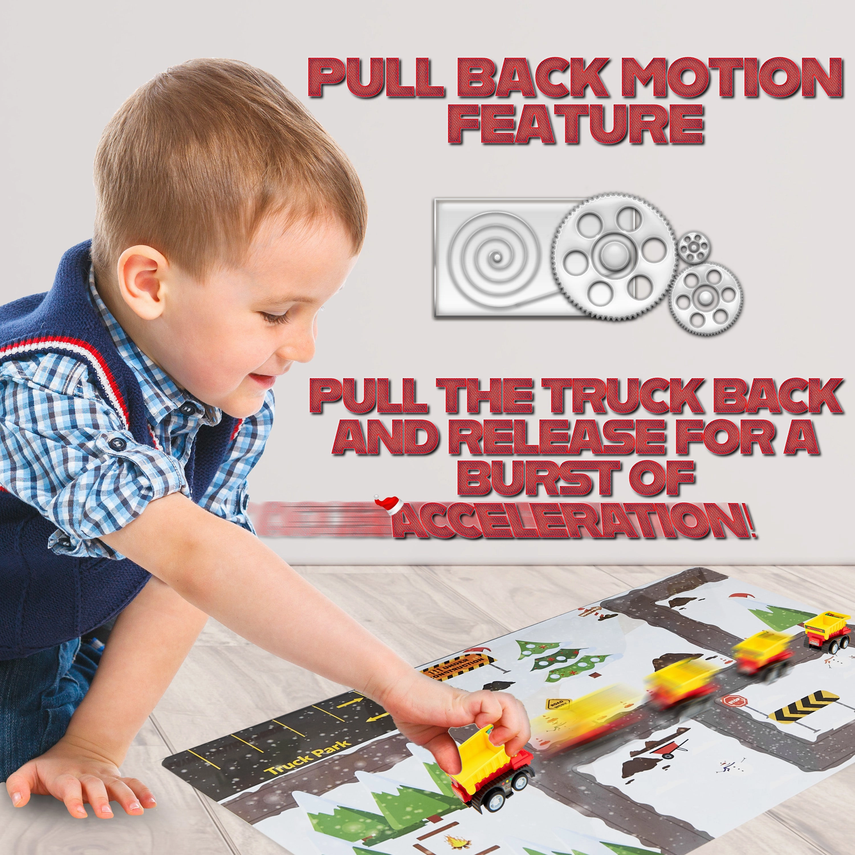 KreativeKraft Advent Calendar Kids Car Advent Calendars with 24 Diecast Mini Racing Cars or Construction Trucks