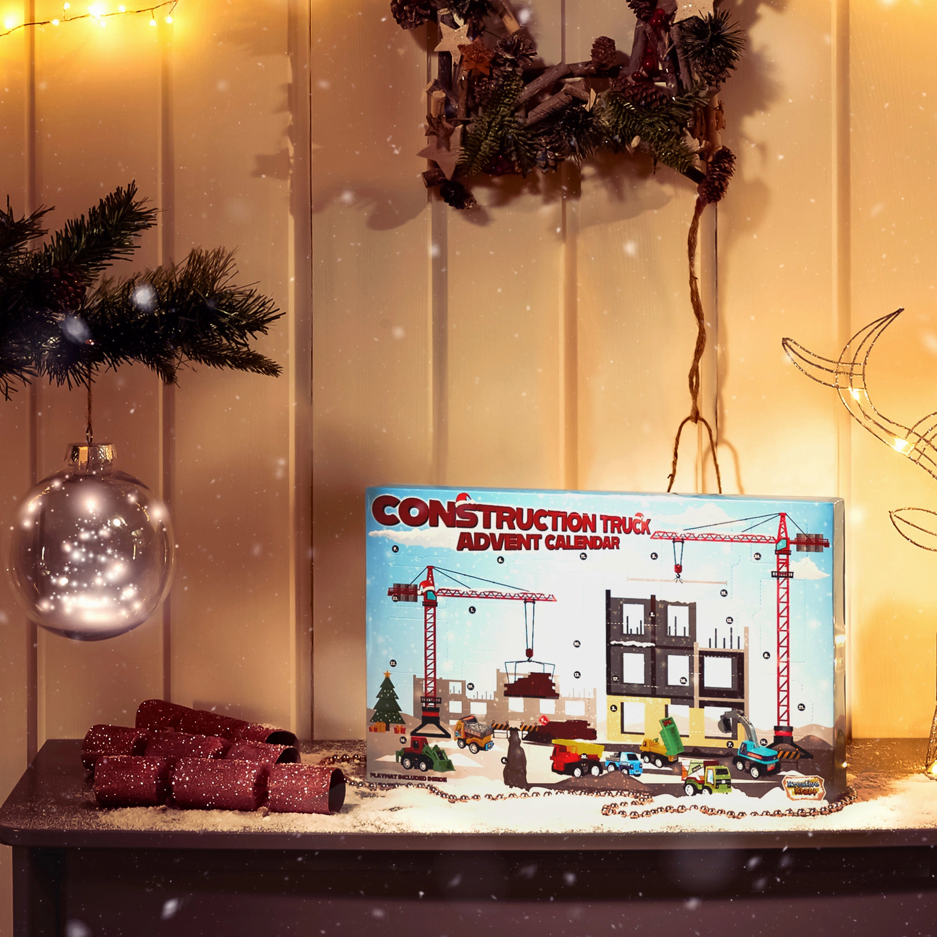 KreativeKraft Advent Calendar Kids Car Advent Calendars with 24 Diecast Mini Racing Cars or Construction Trucks