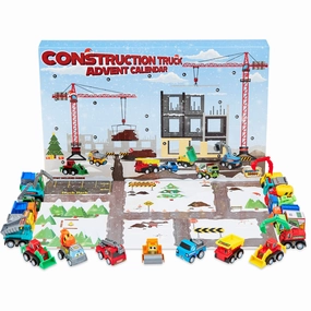 KreativeKraft Advent Calendar Kids Car Advent Calendars with 24 Diecast Mini Racing Cars or Construction Trucks