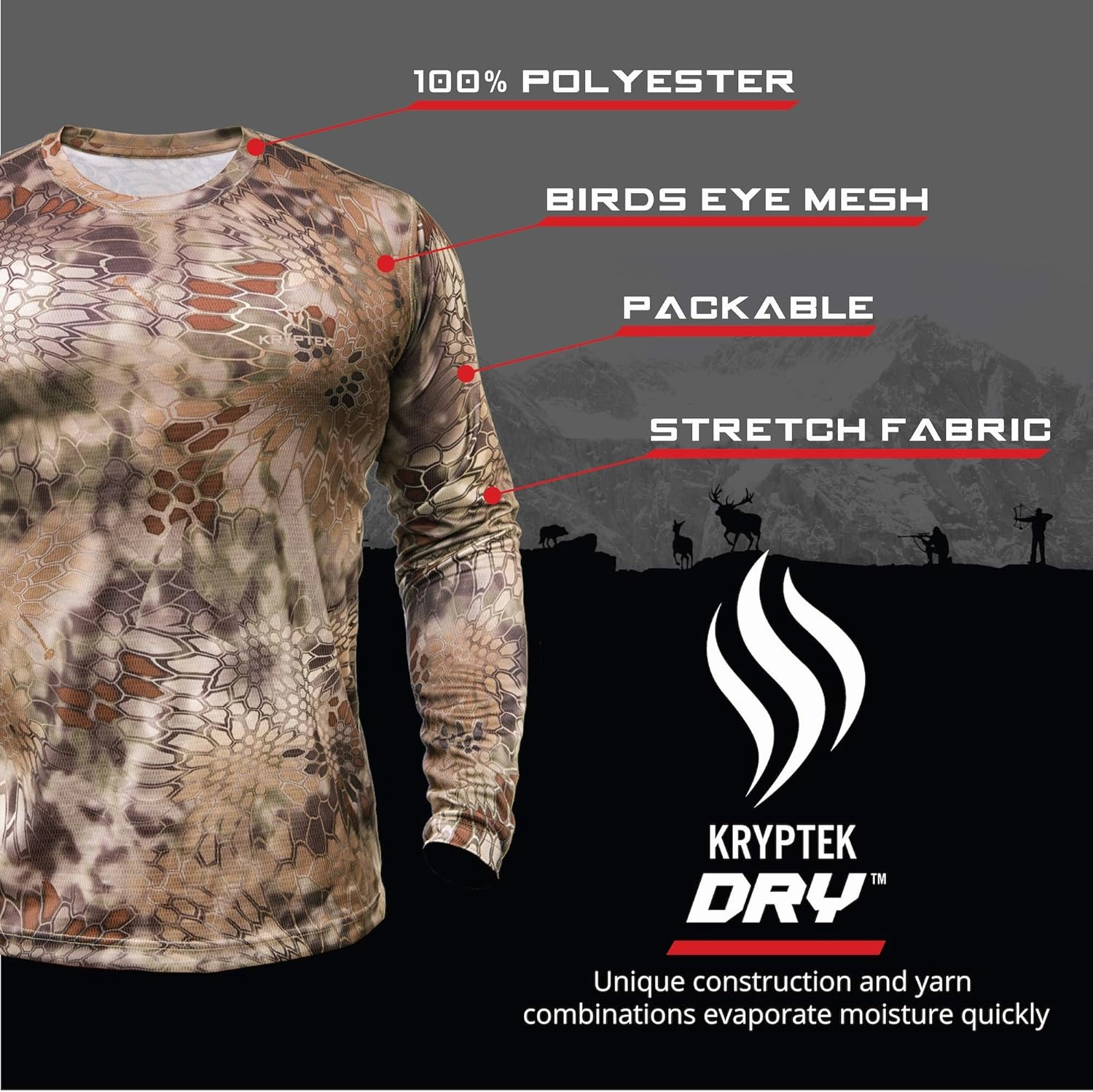 Kryptek Men's Hyperion Long Sleeve Crew