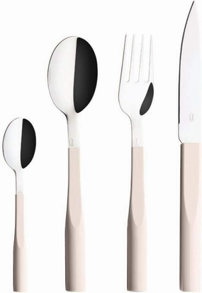 L’E Starck French Cutlery Set - 24 Piece Luxury Silverware Set for 6, Includes Forks, Spoons & Knives, Stainless Steel Flatware, Made in France, Dishwasher Safe - Pink