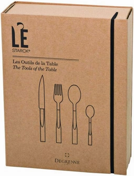 L’E Starck French Cutlery Set - 24 Piece Luxury Silverware Set for 6, Includes Forks, Spoons & Knives, Stainless Steel Flatware, Made in France, Dishwasher Safe - Pink
