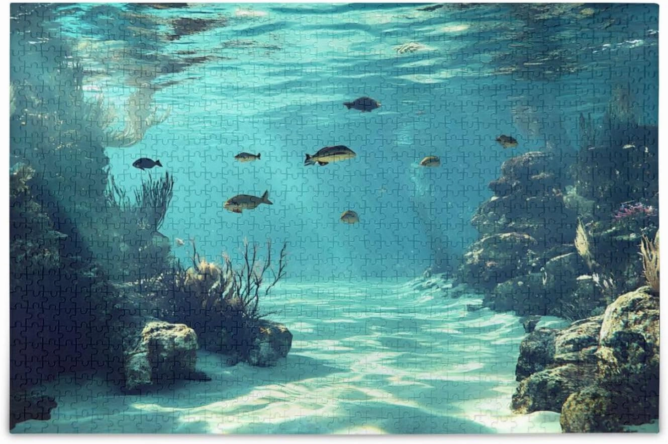 Landscape Fish Coral Jigsaw Puzzle 500 Piece, Educational Intellectual Decompression Puzzle Game Jigsaw Puzzle for Adult Active Thinking Party Entertainment, Family Games