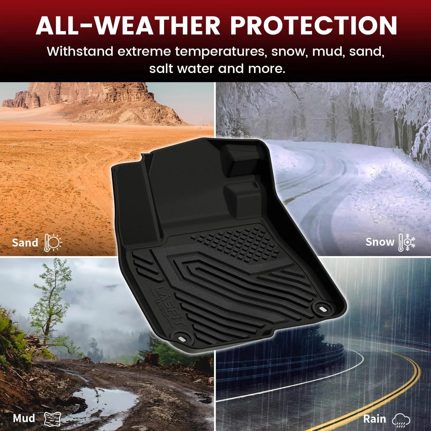 LASFIT Floor Mats & Trunk Mat for Honda CR-V 2017-2022 (NOT for Hybrid), All Weather Protection TPE Floor Liners 1st & 2nd Row & Cargo Mat in Lower Position Full Set, Black