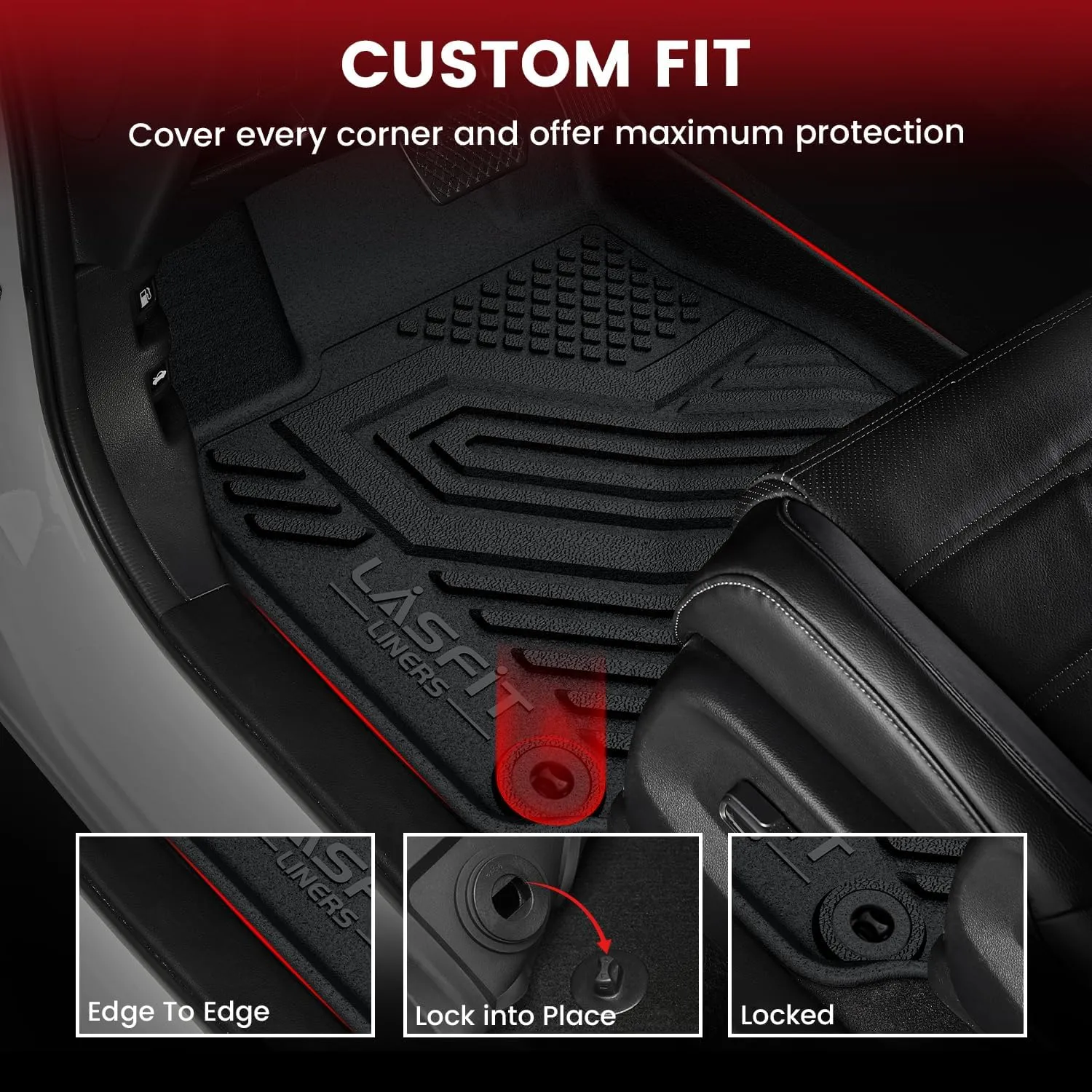 LASFIT Floor Mats & Trunk Mat for Honda CR-V 2017-2022 (NOT for Hybrid), All Weather Protection TPE Floor Liners 1st & 2nd Row & Cargo Mat in Lower Position Full Set, Black