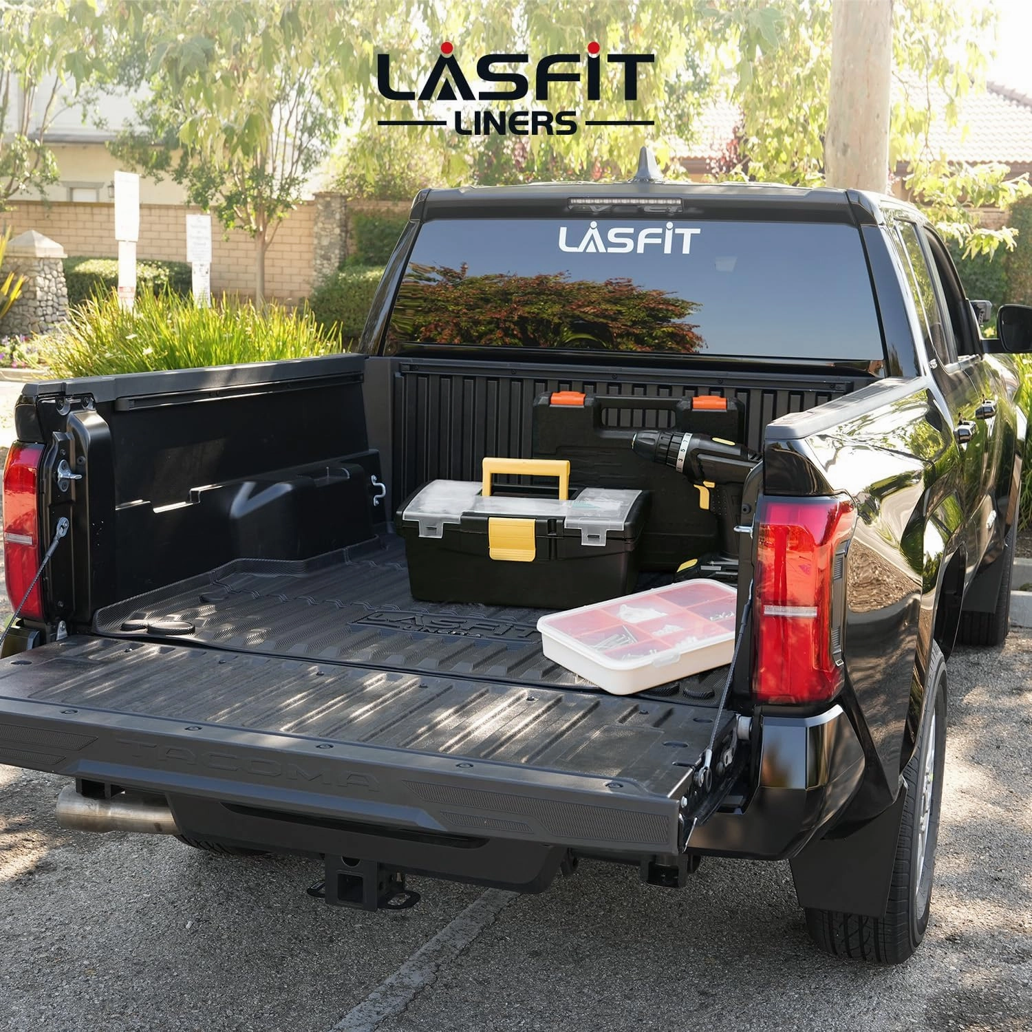 LASFIT Bed Mat for Toyota Tacoma 2024 2025 Truck Bed (6ft,6'Bed), All Weather 6 ft Car Bed Liner for Toyota Tacoma Accessories, TPE Trunk Mat&Cargo Liner, Black