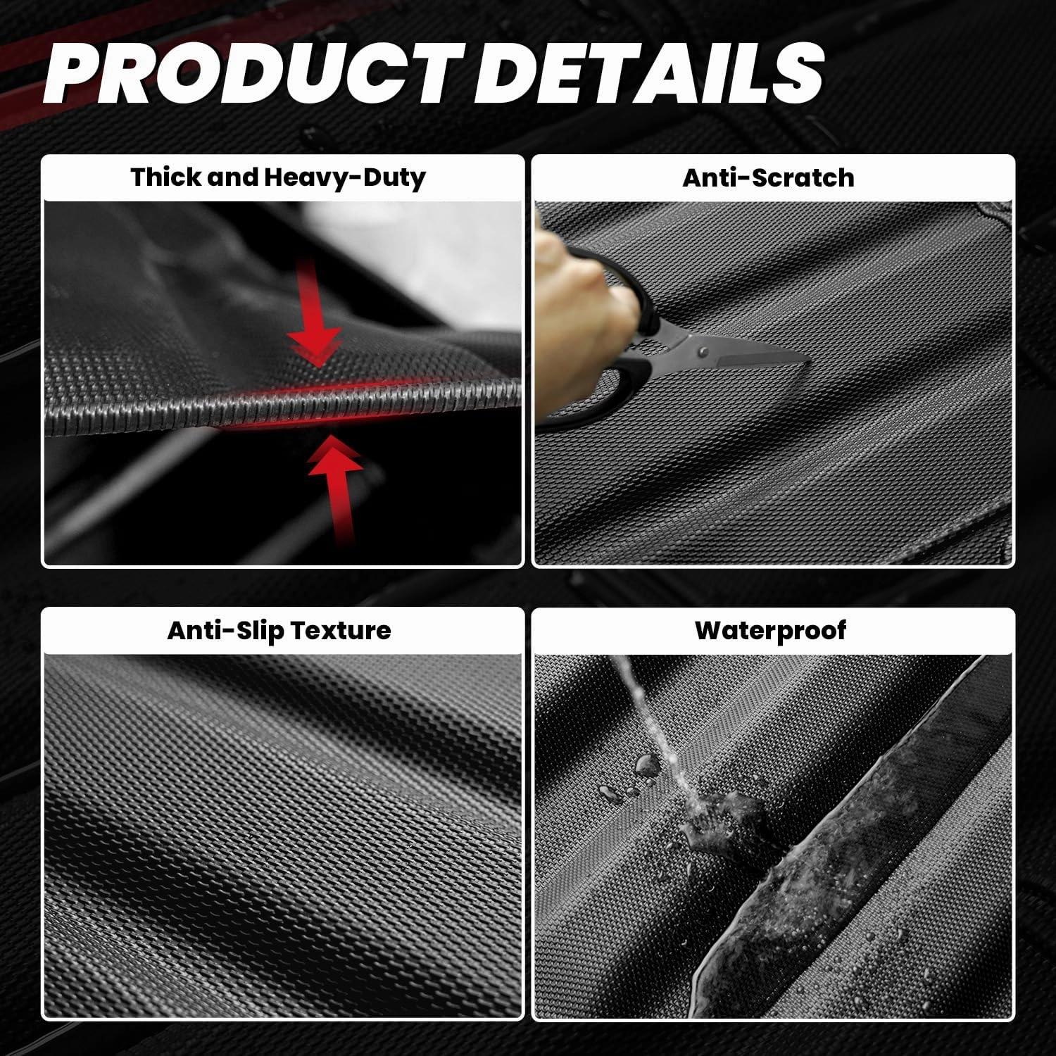 LASFIT Bed Mat for Toyota Tacoma 2024 2025 Truck Bed (6ft,6'Bed), All Weather 6 ft Car Bed Liner for Toyota Tacoma Accessories, TPE Trunk Mat&Cargo Liner, Black