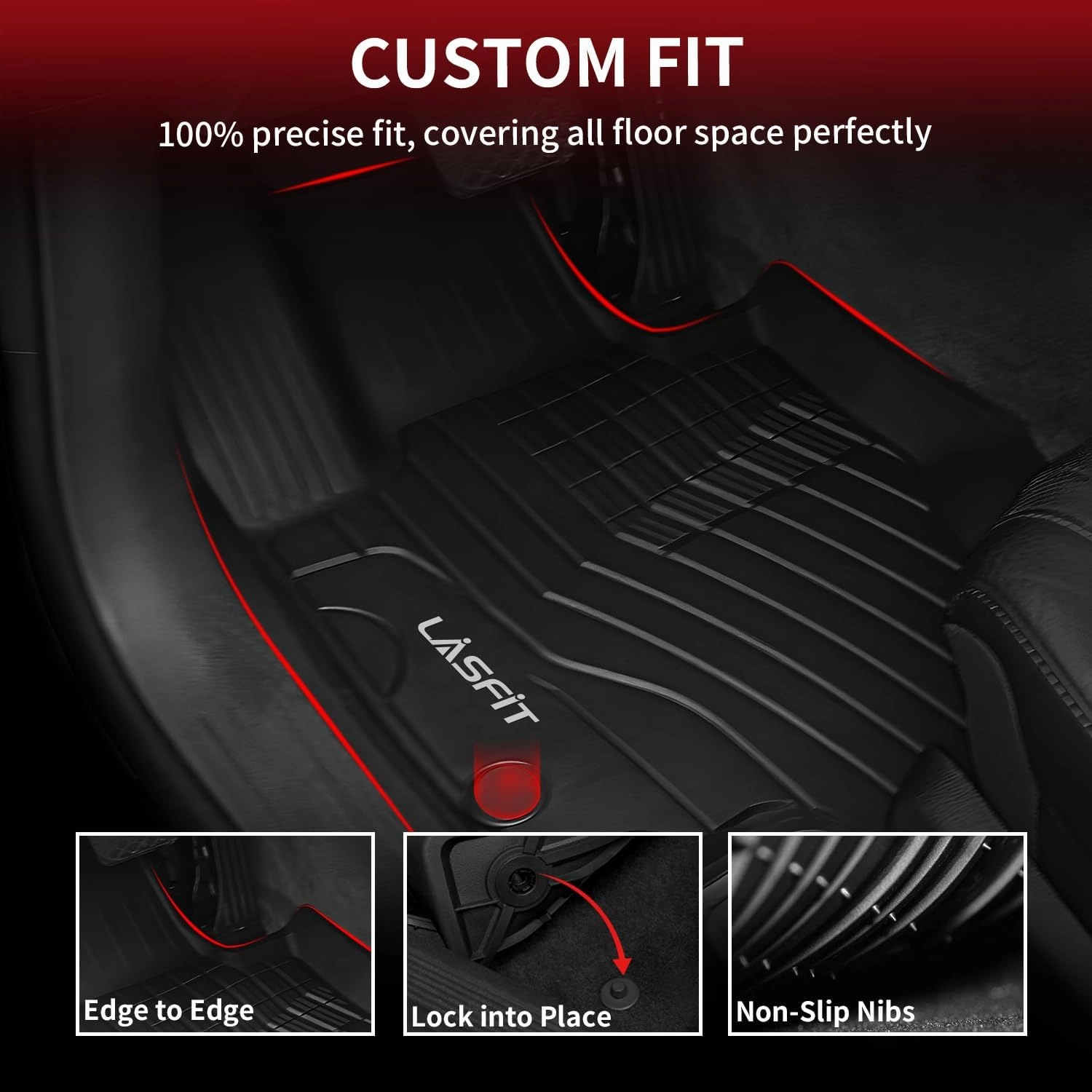 LASFIT Floor Mats & Trunk Mat for Mercedes Benz GLE 2020-2025 350/43 AMG/ 450/53 AMG/ 580/63 AMG S(Not Fit for Coupe), All Weather Custom Fit TPE Car Liners,1st & 2nd Row Floor & Cargo Liner,Black