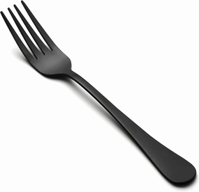 LIANYU Black Dinner Forks Set of 12, 8 Inches Stainless Steel Silverware Flatware Cutlery Table Forks, Mirror Finish, Dishwasher Safe