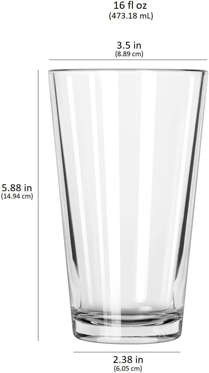 Libbey Bar Essentials Tumbler Glasses Set of 6, Modern Style 16 Oz Glass Set, Dishwasher Safe Tall Drinking Glasses Set for Wine, Beer, and Cocktail