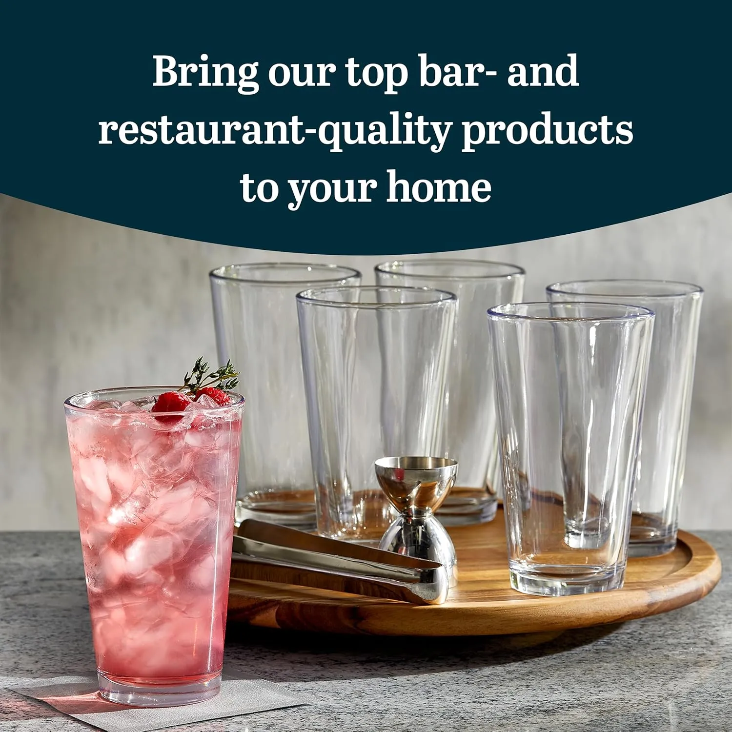 Libbey Bar Essentials Tumbler Glasses Set of 6, Modern Style 16 Oz Glass Set, Dishwasher Safe Tall Drinking Glasses Set for Wine, Beer, and Cocktail