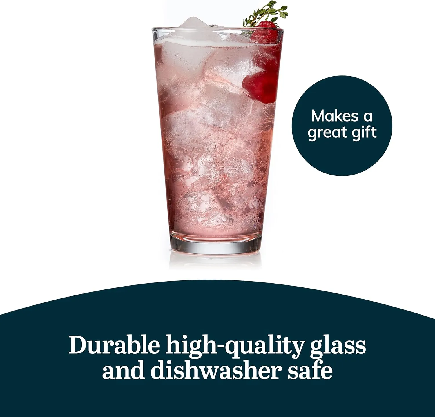 Libbey Bar Essentials Tumbler Glasses Set of 6, Modern Style 16 Oz Glass Set, Dishwasher Safe Tall Drinking Glasses Set for Wine, Beer, and Cocktail