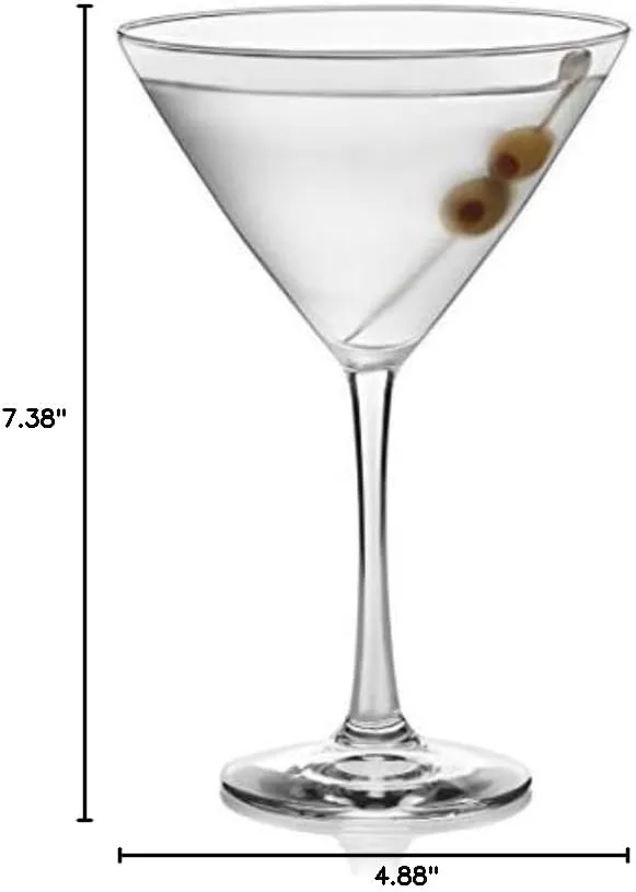 Libbey Vina Martini Glasses Set of 6, 12oz, Dishwasher Safe Cosmopolitan Martini Set, Tall Stem Cocktail Glass Set for Parties Wedding Celebrations