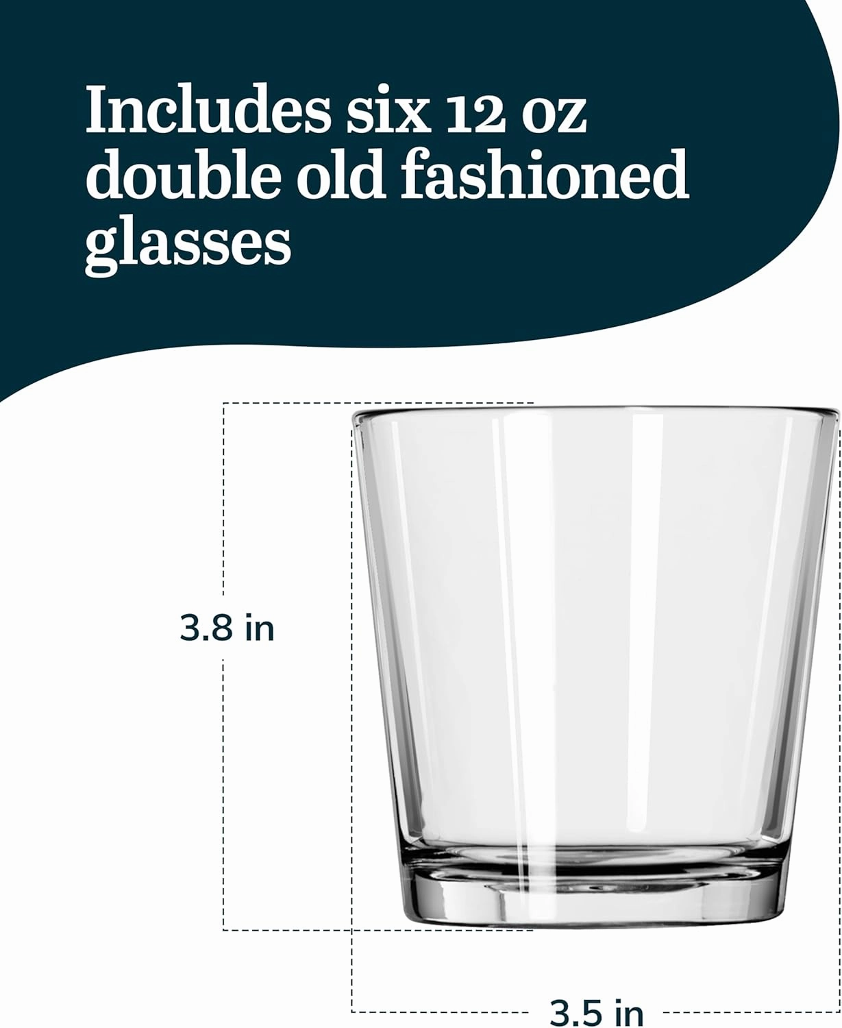 Libbey Bar Essentials Double Old Fashioned Glasses, 12 oz, Clear Restaurant Quality Drinking Glasses Set of 6, Modern Rocks Glass Set for Everyday Use