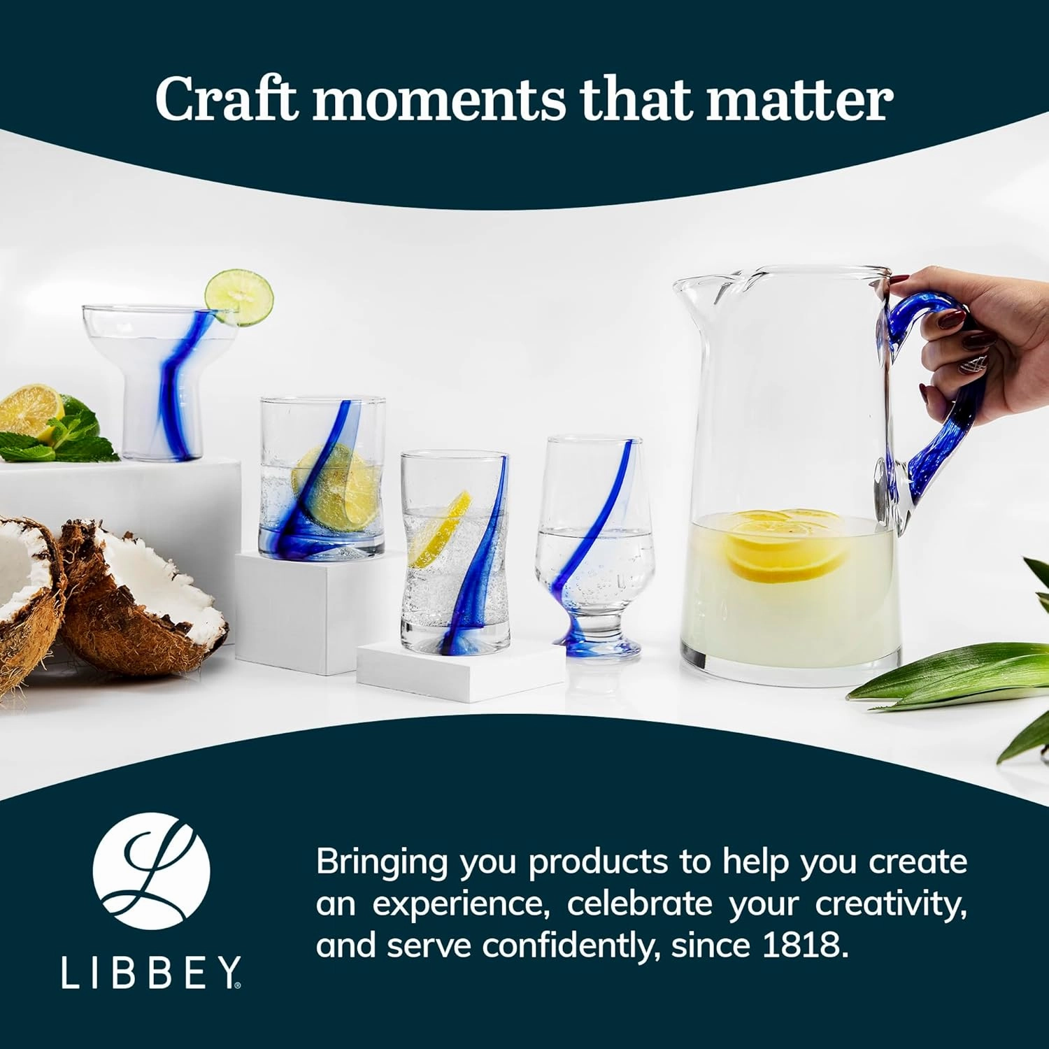 Libbey Blue Ribbon Impressions Rocks Glasses, 8-ounce, Set of 8
