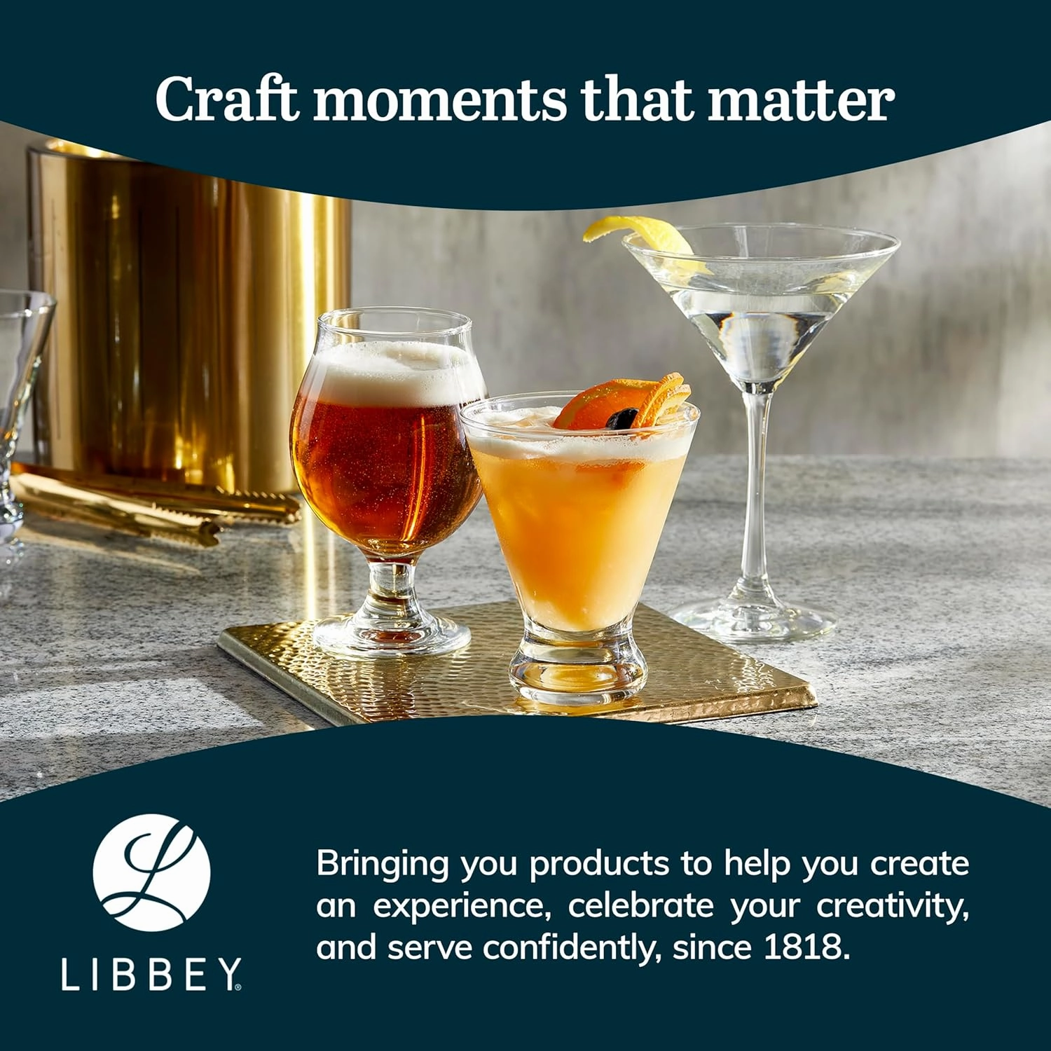 Libbey Entertaining Essentials Martini Glasses Set of 6, Dishwasher Safe Martini Set, Tall Stem Martini Glasses for Parties and More