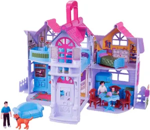 Liberty Imports My Pretty Dollhouse Fold and Go Pretend Play Mini Folding Doll House Playset with Pocket Toy Family Figures, Home Furniture and Accessories