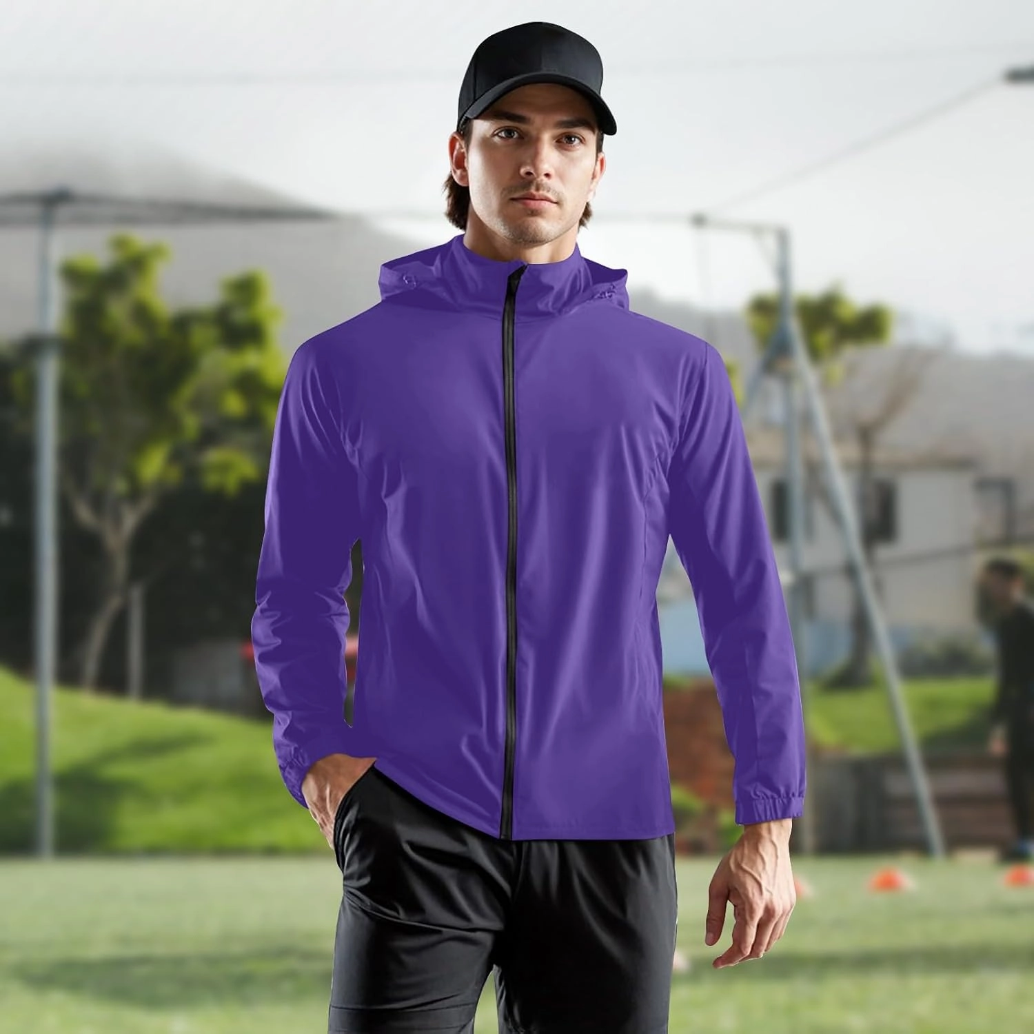 Light Rain Jacket Mens Big and Tall Light Unisex Raincoats Breathable Lightweight with Hood Summer Hoodies