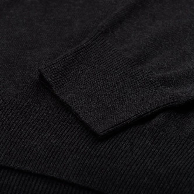 Lightweight Cotton V-Neck Sweater, Dark Charcoal Melange