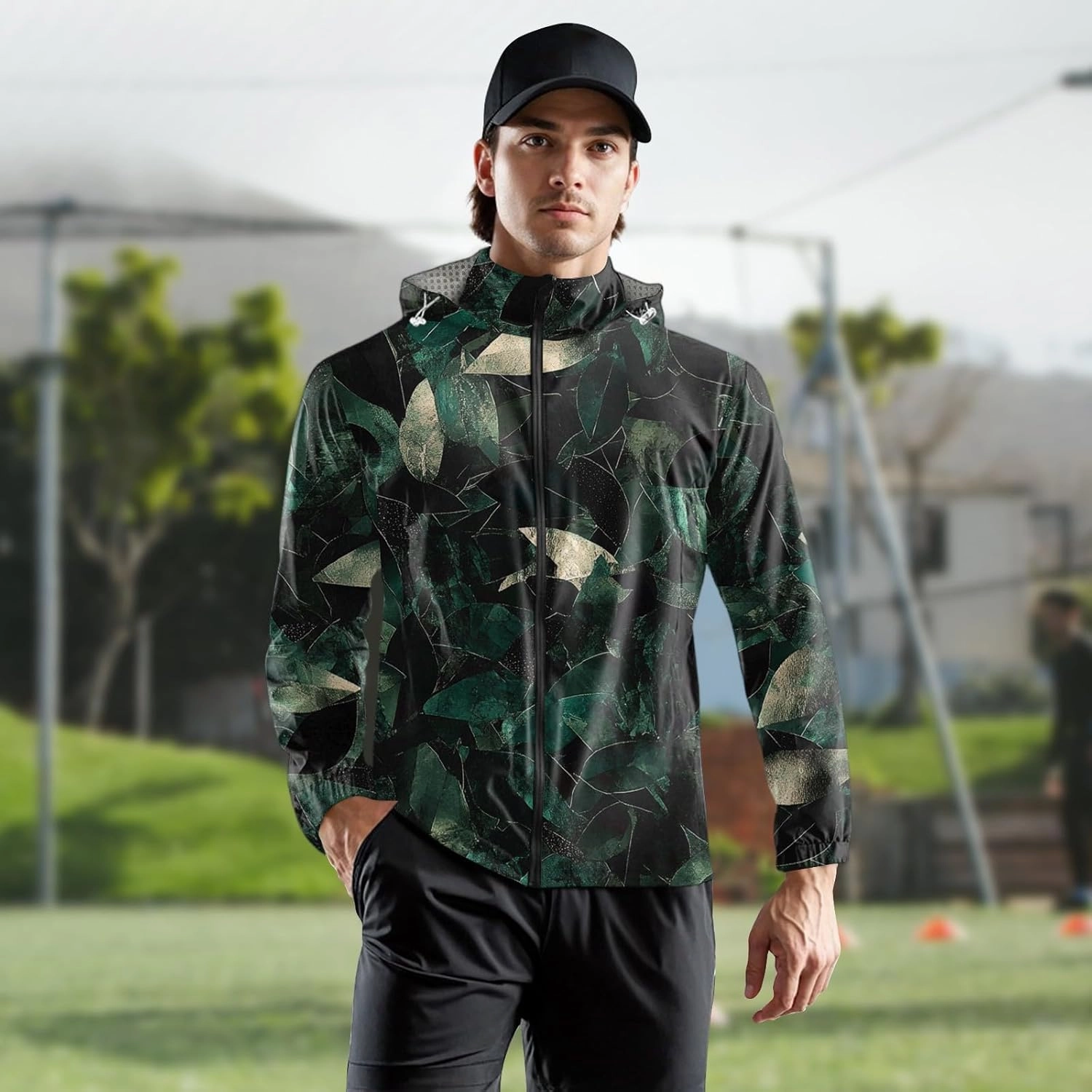 Lightweight Rain Jacket Men Water Resistant Windbreaker Lightweight Breathable Rain Jacket Hiking Outerwear