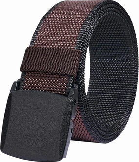 LionVII Mens Casual Belts Web - 2 Colors in 1 Reversible with YKK Plastic Buckle - Adjustable Trim to Fit 27-49" Waist