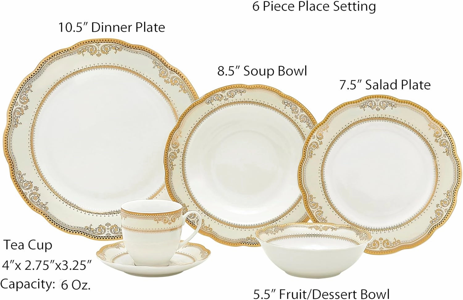 Lorenzo Import Isabella 57-Piece Wavy Porcelain Dinnerware Set