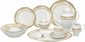 Lorenzo Import Isabella 57-Piece Wavy Porcelain Dinnerware Set