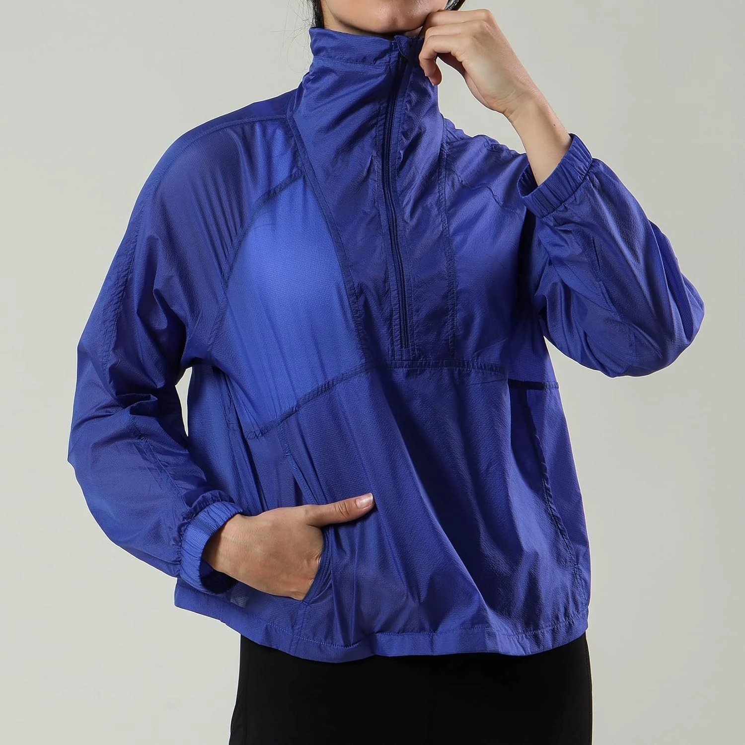 Lu's Chic Women's UPF 50  Quarter Zip Jacket Zipper UV Sun Protection Shirt Lightweight Cycling Coat