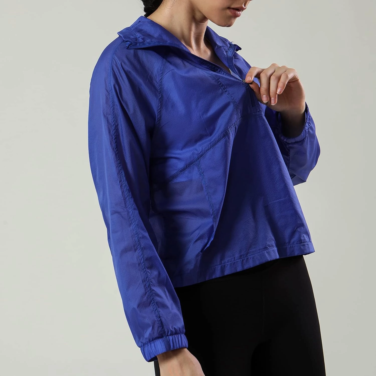 Lu's Chic Women's UPF 50  Quarter Zip Jacket Zipper UV Sun Protection Shirt Lightweight Cycling Coat