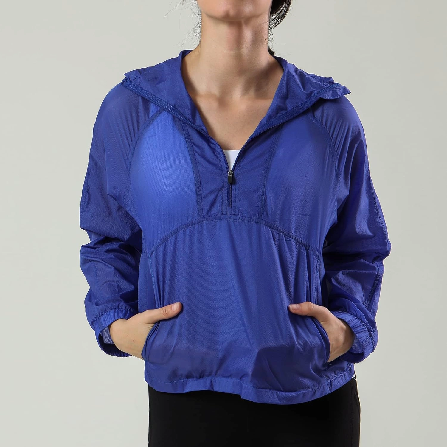 Lu's Chic Women's UPF 50  Quarter Zip Jacket Zipper UV Sun Protection Shirt Lightweight Cycling Coat