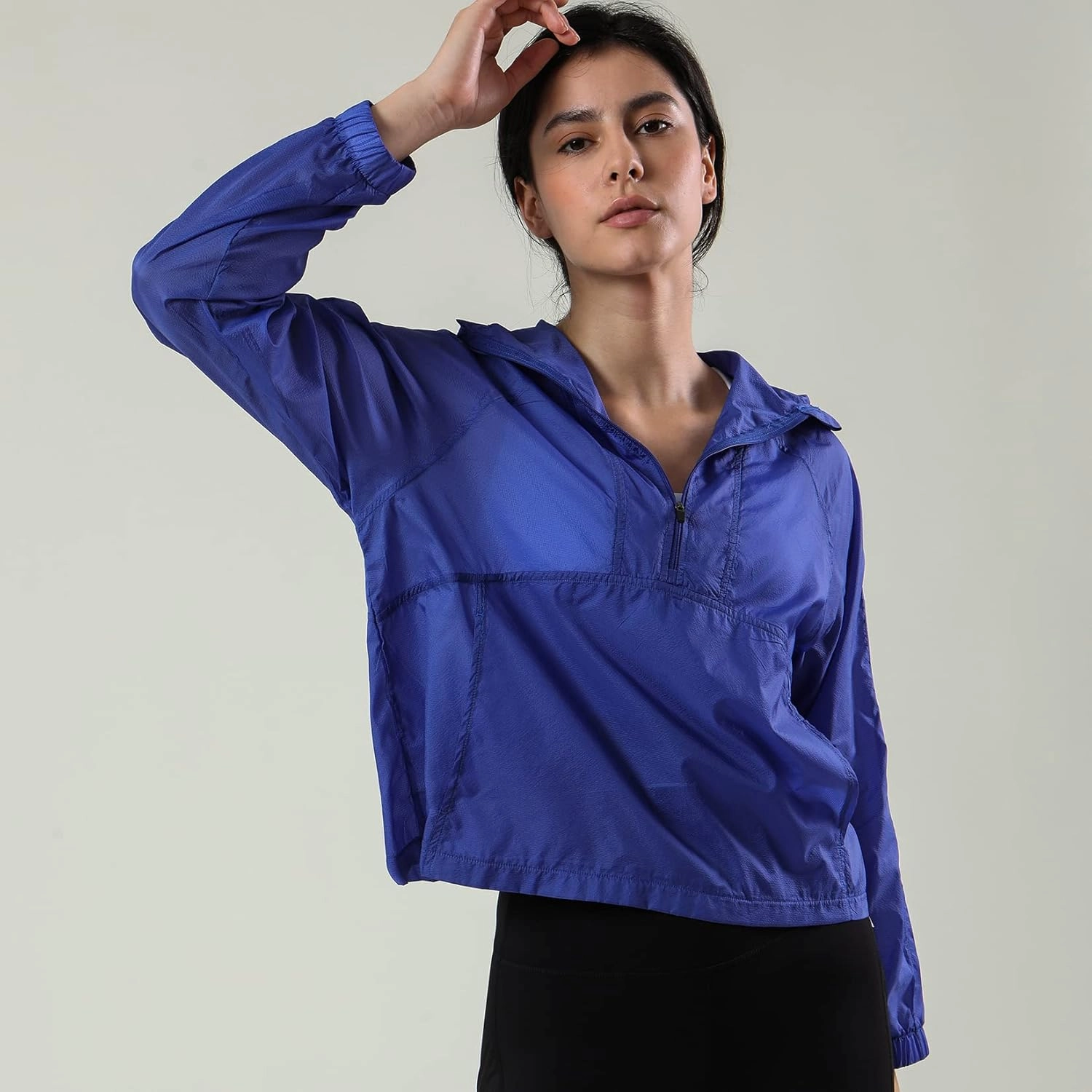 Lu's Chic Women's UPF 50  Quarter Zip Jacket Zipper UV Sun Protection Shirt Lightweight Cycling Coat