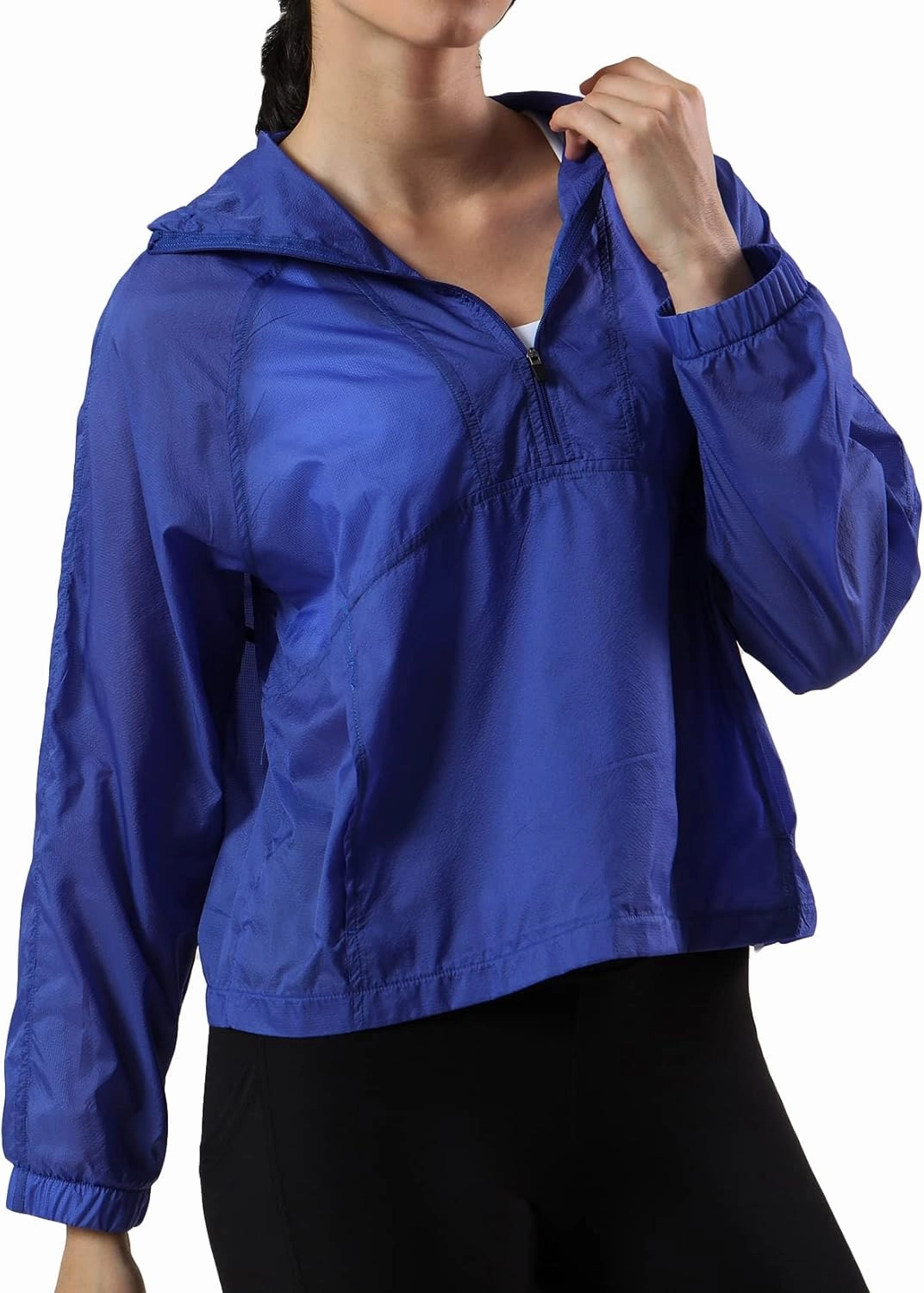 Lu's Chic Women's UPF 50  Quarter Zip Jacket Zipper UV Sun Protection Shirt Lightweight Cycling Coat