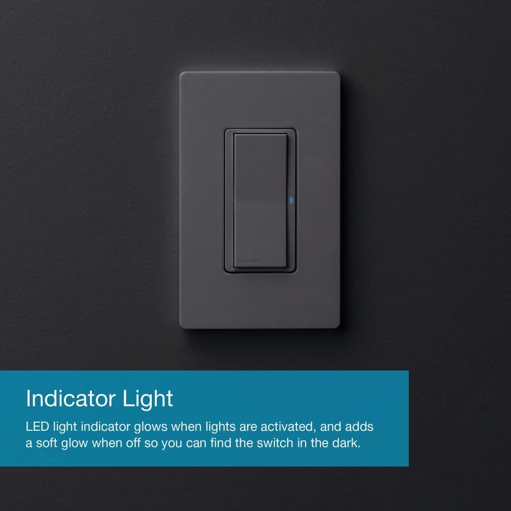 Lutron Claro Smart Switch for Caseta Smart Lighting (Lutron Smart Hub Required), for LED Lights and Fans, 5 Amp, Single-Pole/3-Way, Neutral Required, DVRF-5NS-BL, Black